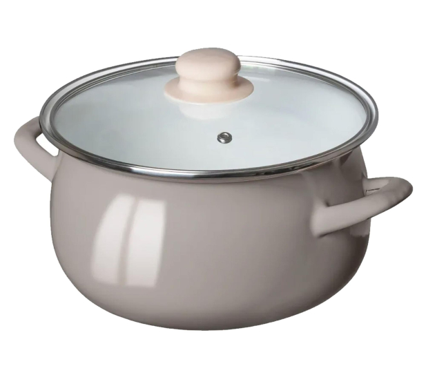 Altom Garnek emaliowany 20cm z pokrywą szklaną 2,7l taupe - 1580545 - zdjęcie 2